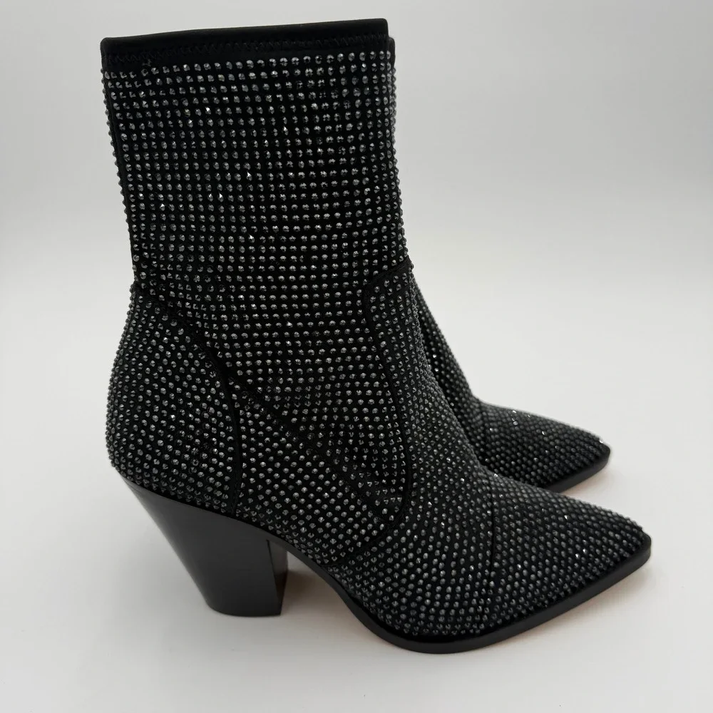 Michael Kors Dover Embellished Scuba Boot Rhinestone Pointed Toe Heels SZ 8 NWOT - Picture 4 of 15
